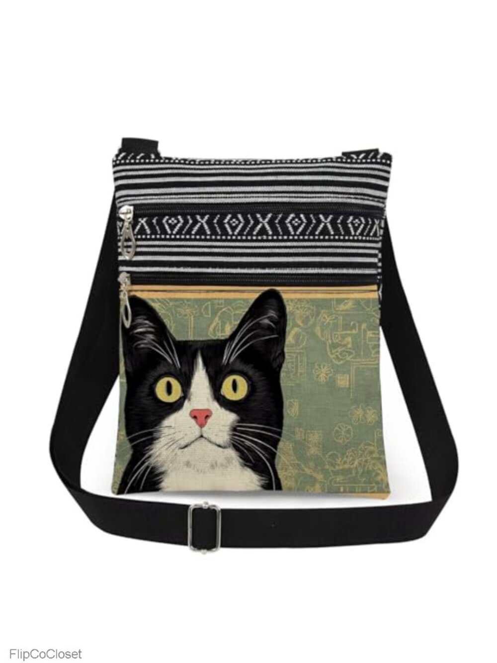 Cat Crossbody Bag Adjustable Shoulder Strap Polyester Messenger Bag